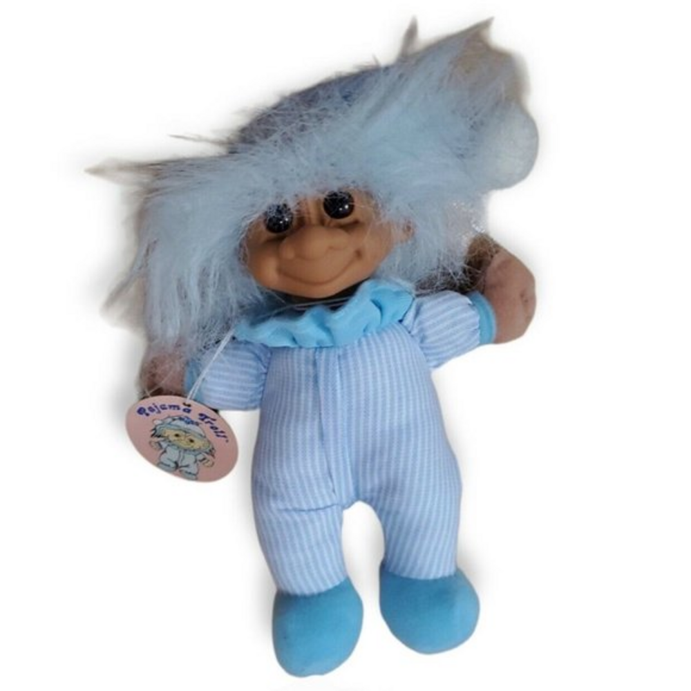 PAJAMA TROLL by Russ Doll Plush in blue tag attached item No 2332 Vintage 5"